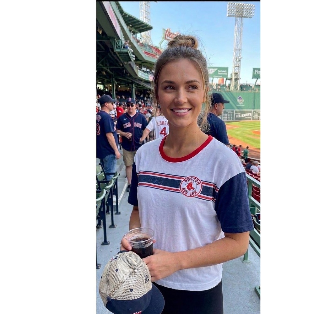 Majestic Boston Red Sox MLB White Navy Ringer T-Shirt Womens Large NEW